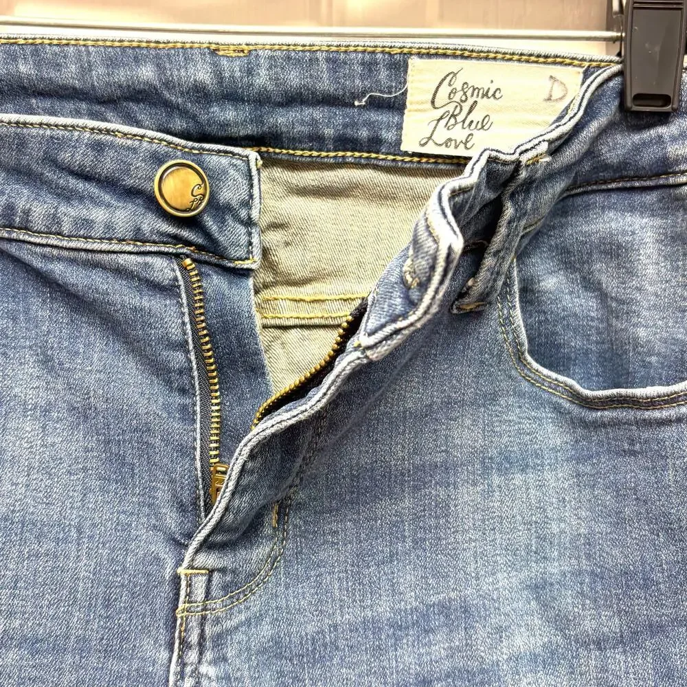 Cosmic Blue Love Jeans, Boot Cut, Medium Wash, Mid to High Rise, Women's Size 27
